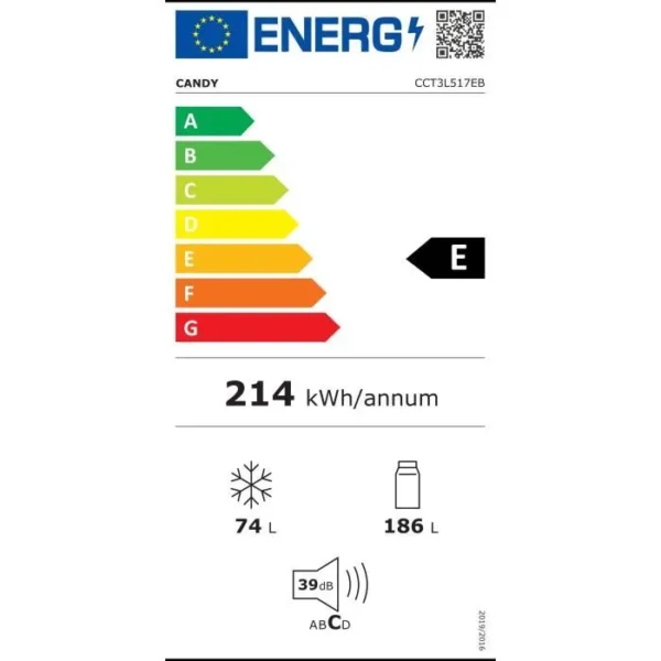 Gecombineerde koelkast – CANDY – CCT3L517EB – Klasse E - Afbeelding 4